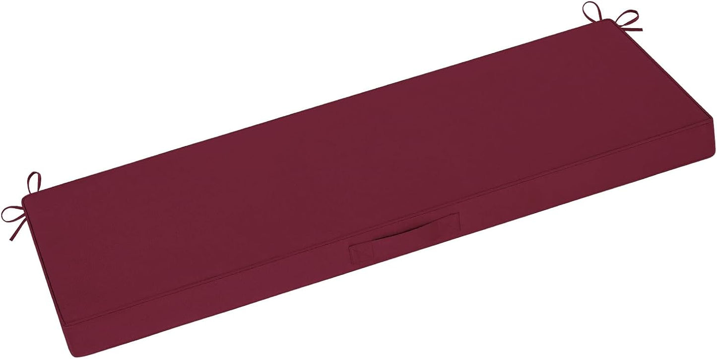 Cojín banco exterior impermeable 42x18pulg con lazo asa burdeos