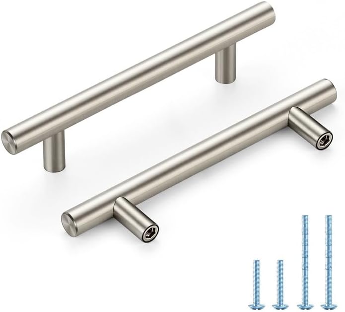 Manijas gabinete níquel cepillado 3-3/4" acero inox 45 Pzas
