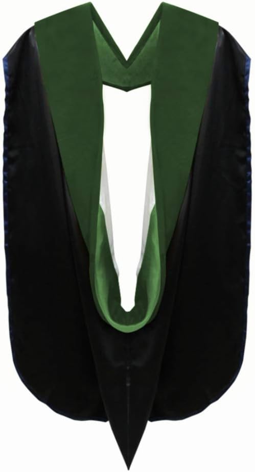 Capucha graduación terciopelo doctorado PHD negro verde