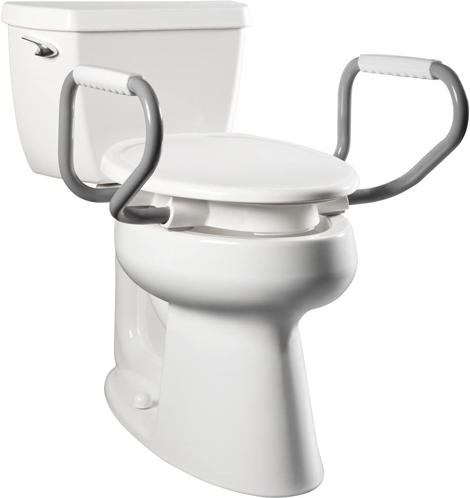Asiento inodoro elevado 3pulg asas bisagras seguras blanco