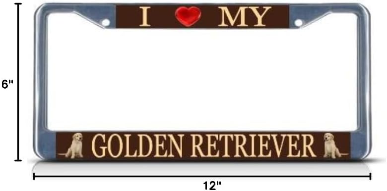 Marco matrícula perro texto I Love My Golden Retriever