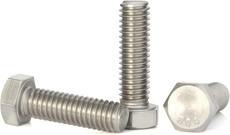 Tornillo hex 1/2-13x2 acero inox 304 liso 8 pzas