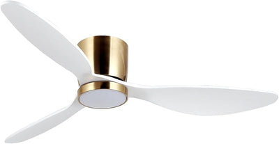 Ventilador techo 52pulg blanco luz control remoto aspas madera