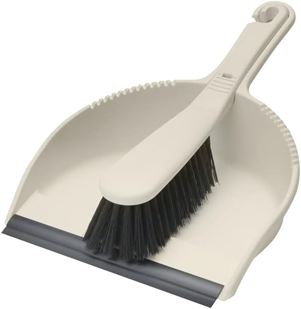 Juego recogedor cepillo suave color crema lino