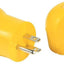 Adaptador eléctrico 90 grados macho 15AMP hembra 30AMP amarillo