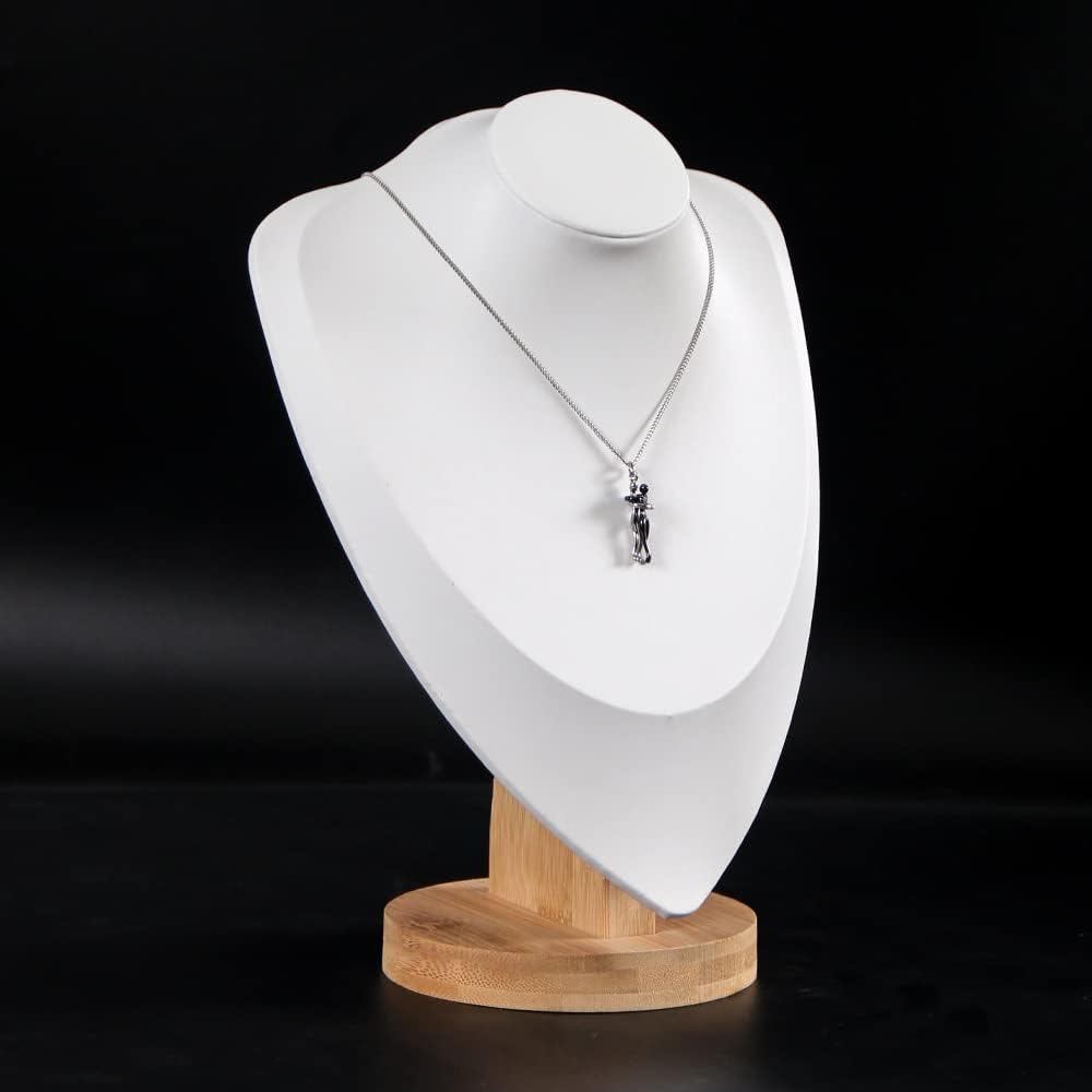 Soporte collar 3D piel sintética cadena bambú 11.4pulg
