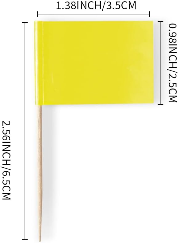 Palillos dientes bandera blanca para fiestas amarillo