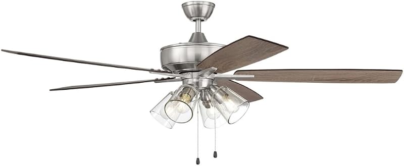 Ventilador techo 60pulg LED 5 cuchillas madera nogal gris