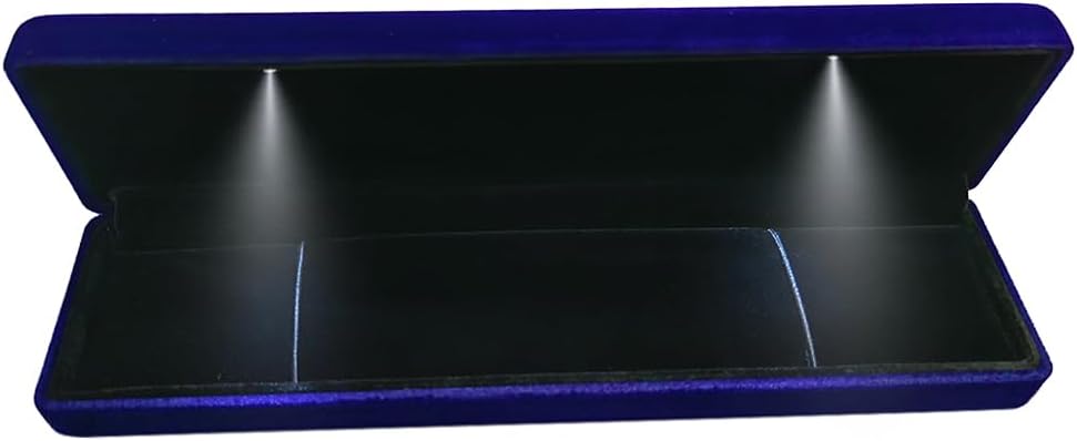Caja collar cadena terciopelo con luz LED pulsera larga azul