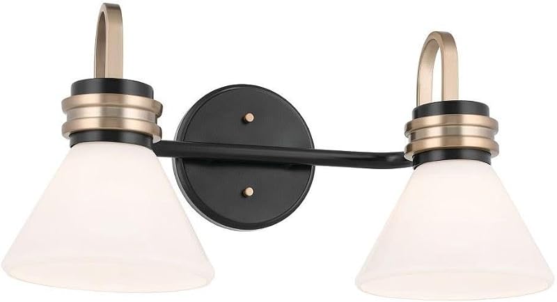 Lámpara tocador 2 luces 19.25pulg cristal opalo negro bronce