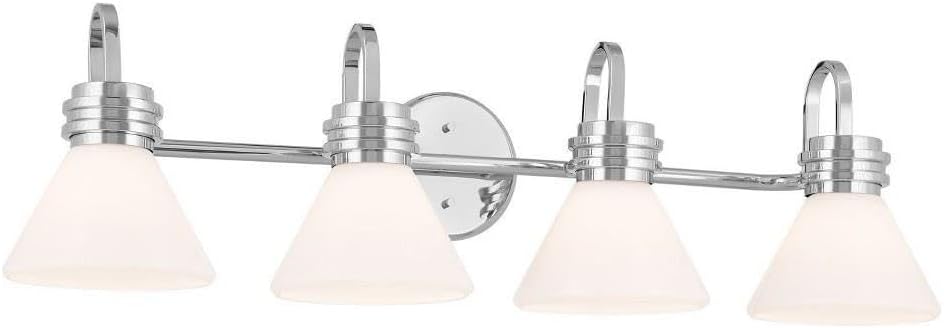 Lámpara tocador 34pulg 4 luces cristal ópalo cromo