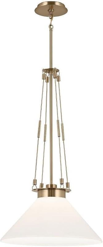 Lámpara colgante bronce champán 18.25" cristal opalo