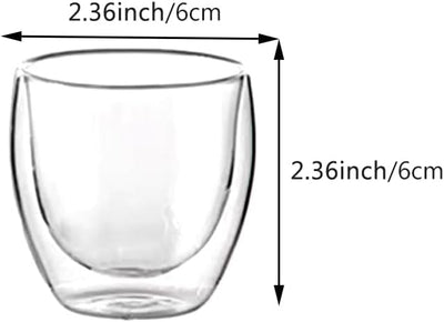 Paquete de 6 tazas de café doble pared vidrio aislado transparente