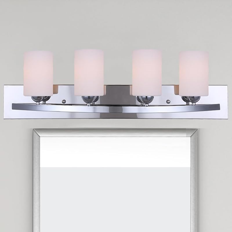 Lámpara de baño 4 luces cromo vidrio opalino
