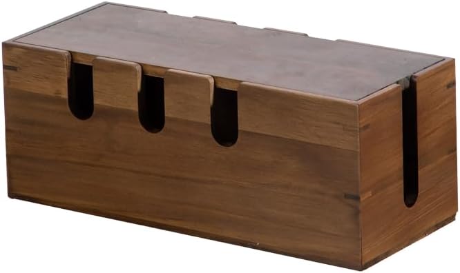 Caja organizadora cables madera para escritorio hogar oficina