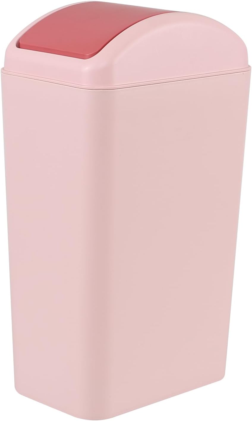 Cubo basura plástico 3.5gal tapa giratoria color rosa