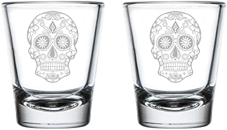 Set 2 vasos chupito 1.75oz azúcar y caramelo calavera