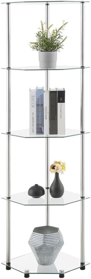 Estantería esquinera cristal 5 niveles 13.75" moderna