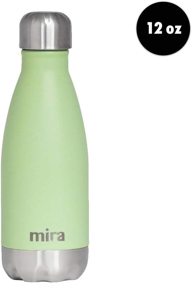 Botella agua acero inox delgada forma cola 12oz verde cactus