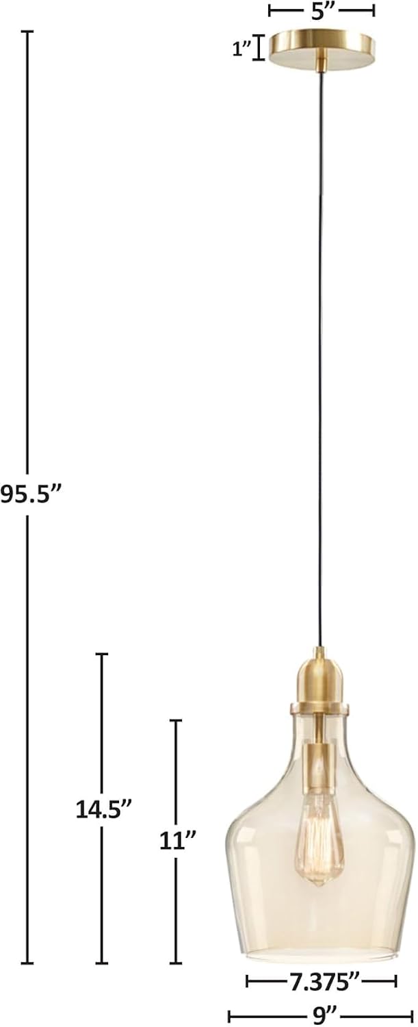 Lámpara colgante campana vidrio soplado 9pulg