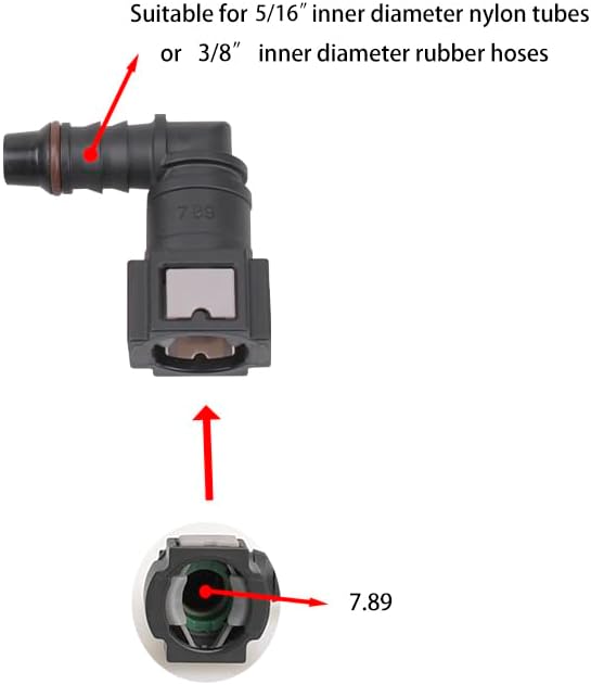 Conector rápido combustible 90° hembra tubo a barbo macho