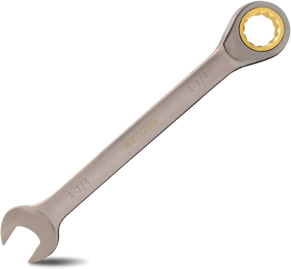 Llave combinada SAE 1-1/4pulg trinquete niquelado gris