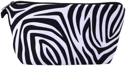 Bolsa maquillaje estampado cebra para mujer y niña negra blanca