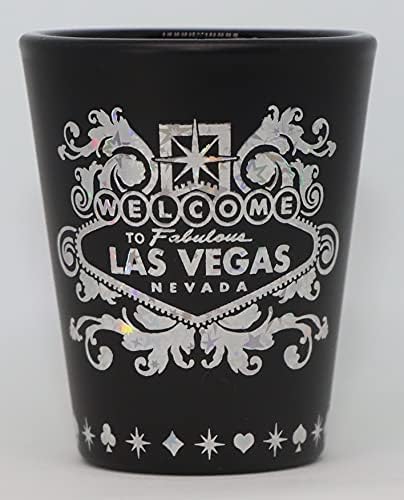 Vaso shot negro con folio plateado Las Vegas
