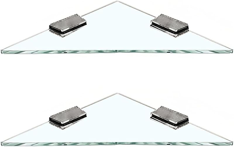 2 Pzas Estantes Vidrio Templado Acero Inox Soporte Cromado