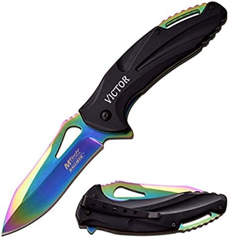 Cuchillo bolsillo metal grabado personalizado arco iris