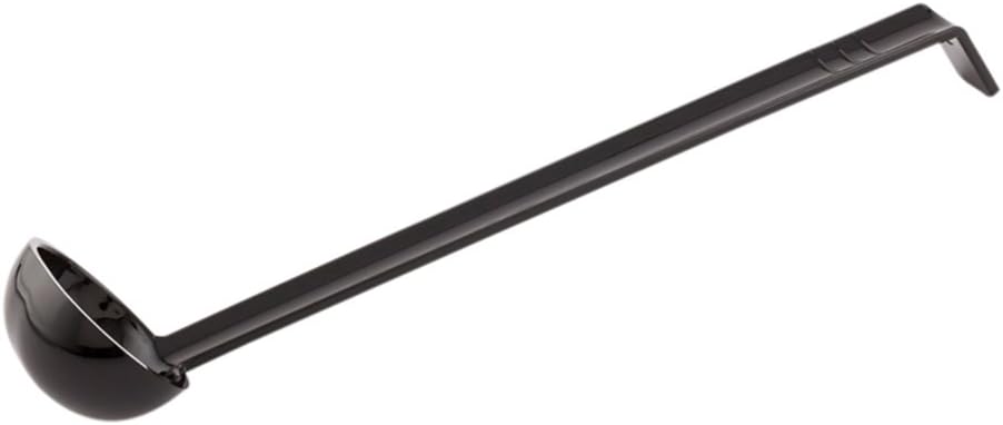 Cucharón plástico negro 1oz con mango gancho reutiliz.
