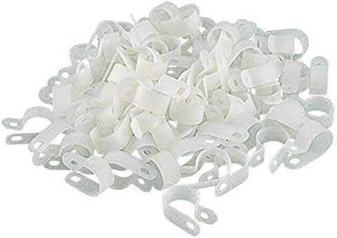 200 Clips Cable R de Nailon Blanco para Tubo 1/2pulg