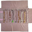 Bolsa viaje joyas enrollable 16 cadenas terciopelo rosa
