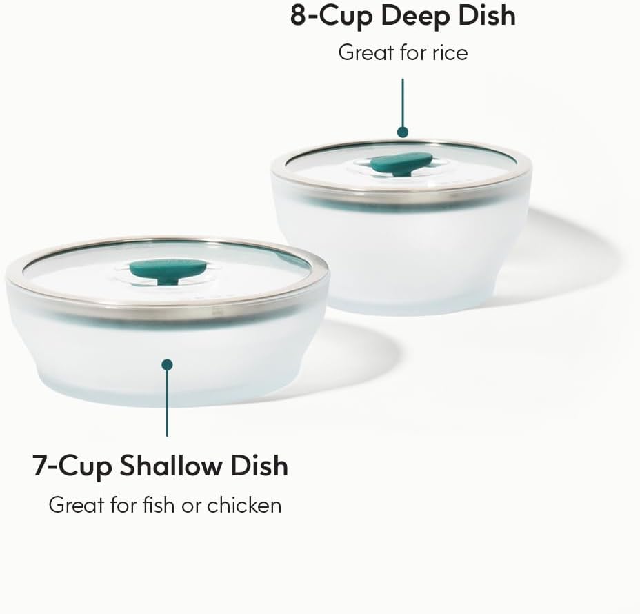 Set 4 Pzas Utensilios Microondas Vidrio Tapa Ventilada