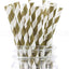 Pajitas biodegradables cartón 100 rayas doradas