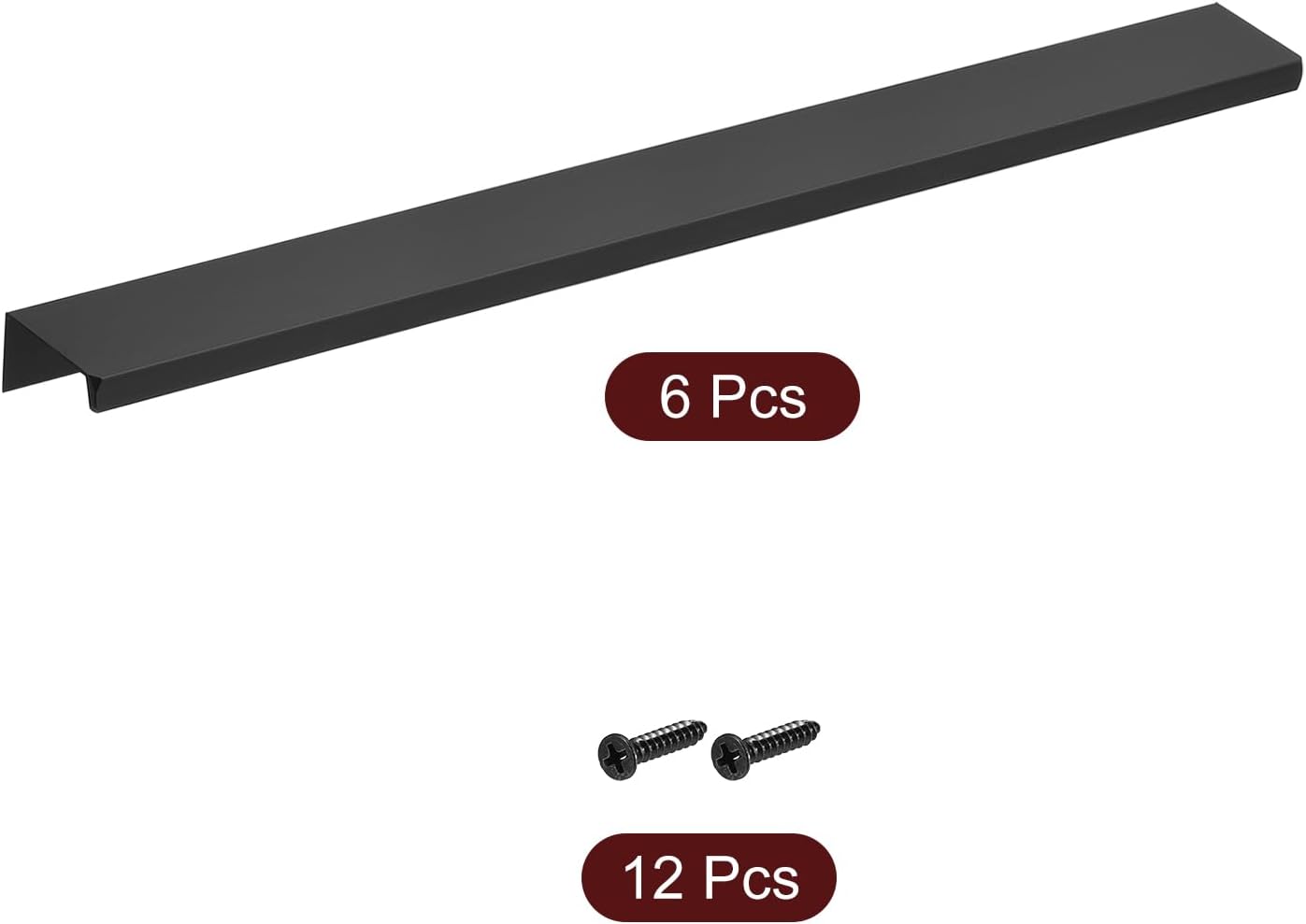 Tirador dedo 6 pzas aluminio 11.81pulg oculto cocina negro