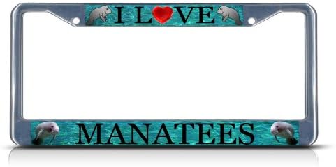 Funda placa matrícula texto I Love Manatees