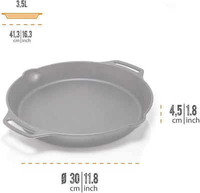 Sartén hierro fundido 14pulg asas laterales cocina