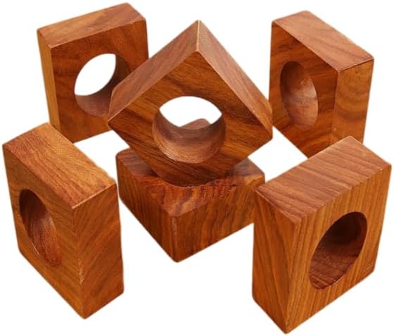 Set 12 servilleteros madera hebillas cuadradas decoración hogar