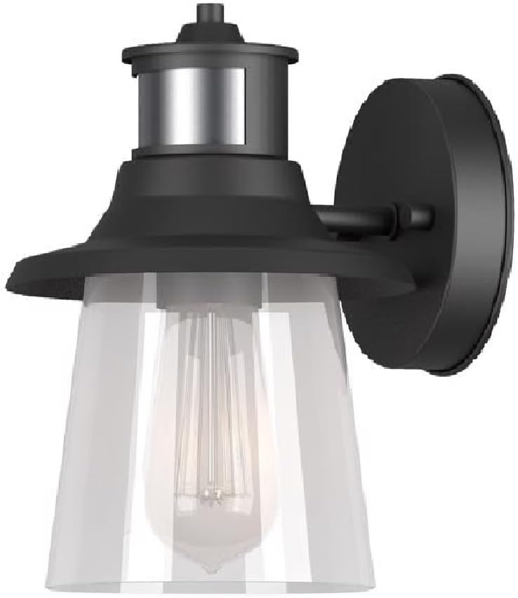 Aplique pared sensor movimiento 1 luz exterior negro mate 30pies