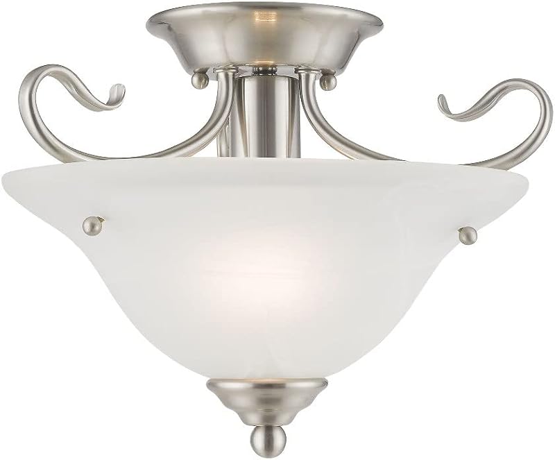 Luz semiempotrada níquel cepillado cristal alabastro blanco