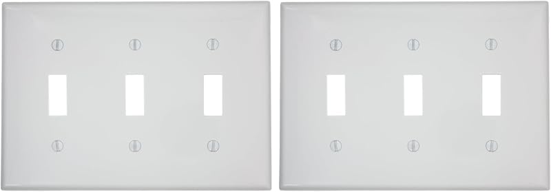 Placa pared interruptor palanca 3 segmentos blanco pack 2