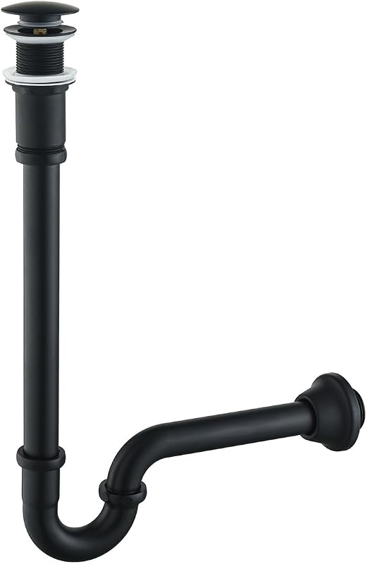 Trampa P de latón con tapón drenaje desplegable 12"