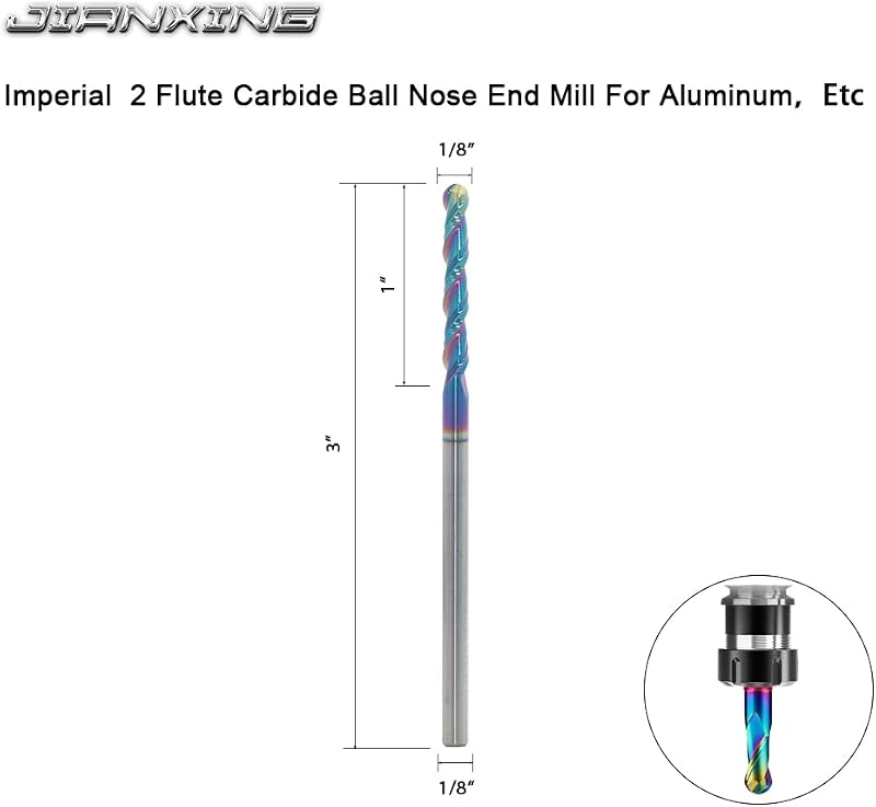 Fresa carburo 1/8pulg 2 flautas DLC para aluminio y plástico