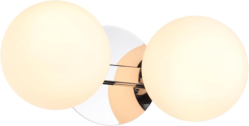 Lámpara baño 2 luces globo cromado montaje pared
