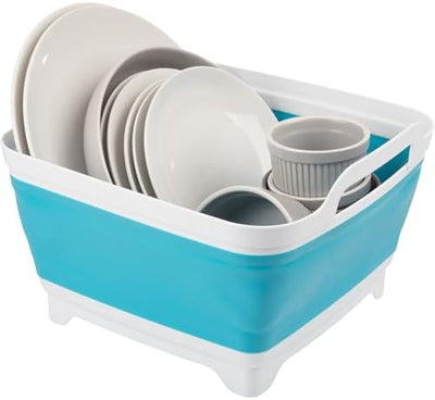 Lavabo plegable 9L con drenaje plástico camping azul