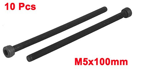 Tornillos hexagonales m5x100mm cabeza hueca 10 pzas negro