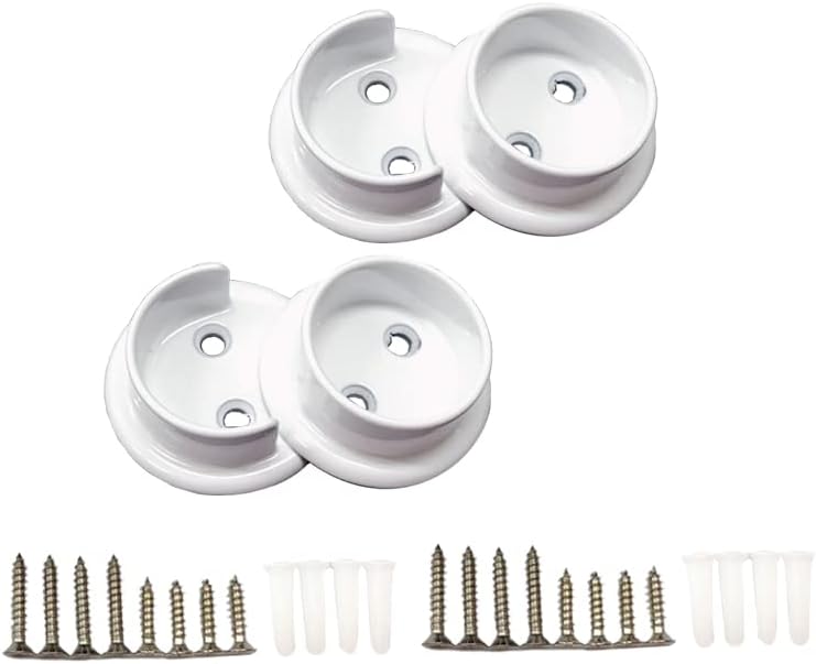 Juego soportes barra armario metal sólido 2 pares blanco mate