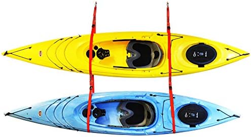 Sistema almacenamiento doble kayaks con correas