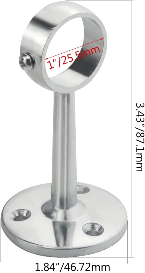 4 Soportes Redondos para Barra de Armario 1"